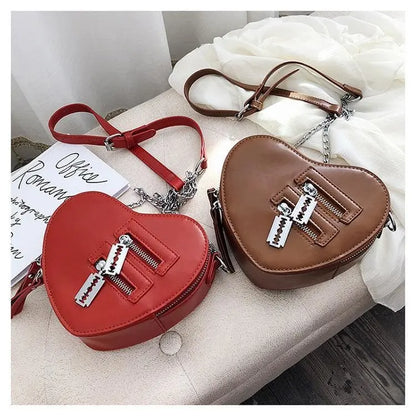 Gothic Heart Shaped Blade Zipper Chain Bag EG0446 - Egirldoll