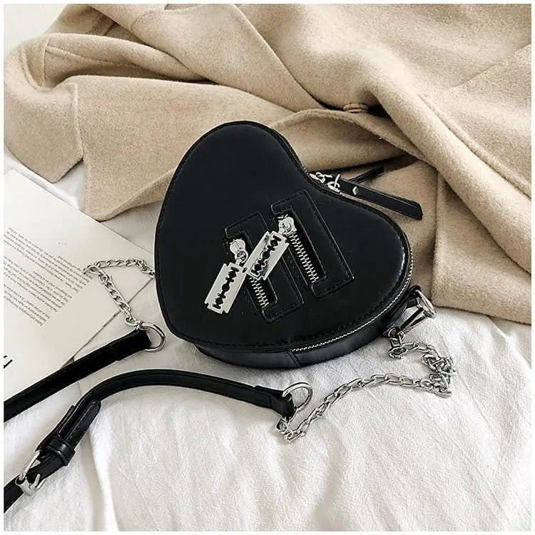 Gothic Heart Shaped Blade Zipper Chain Bag EG0446 - Egirldoll