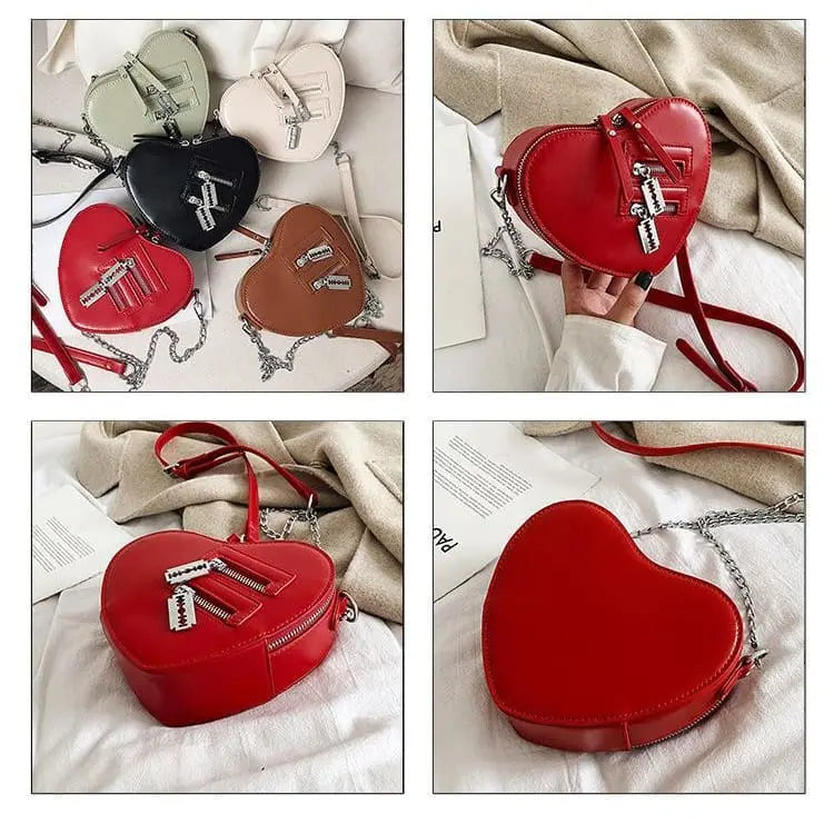 Gothic Heart Shaped Blade Zipper Chain Bag EG0446 - Egirldoll
