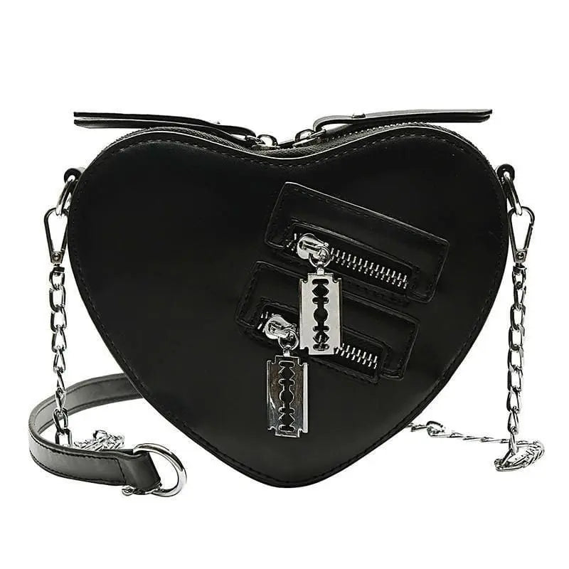 Gothic Heart Shaped Blade Zipper Chain Bag EG0446 - Egirldoll