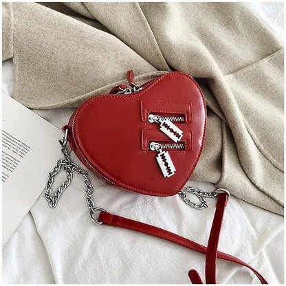 Gothic Heart Shaped Blade Zipper Chain Bag EG0446 - Egirldoll