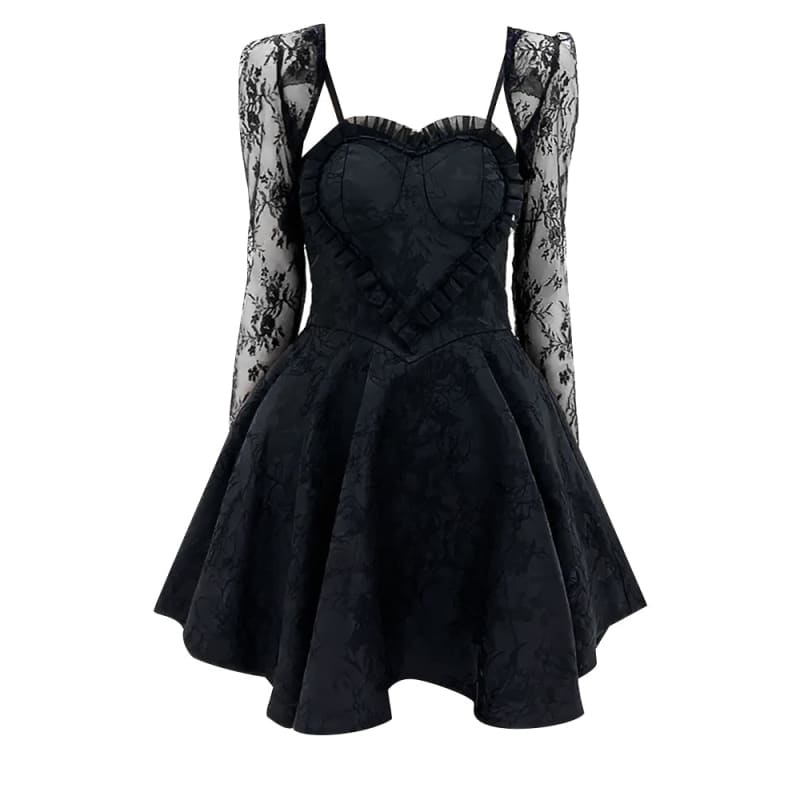 Gothic Heart-shaped Lace Slip Dress and Shawl Set EE0988 - Egirldoll