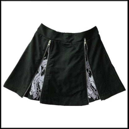 Gothic High Waist Mini Black Embroidery Dragons Skirt EE0969 - Egirldoll