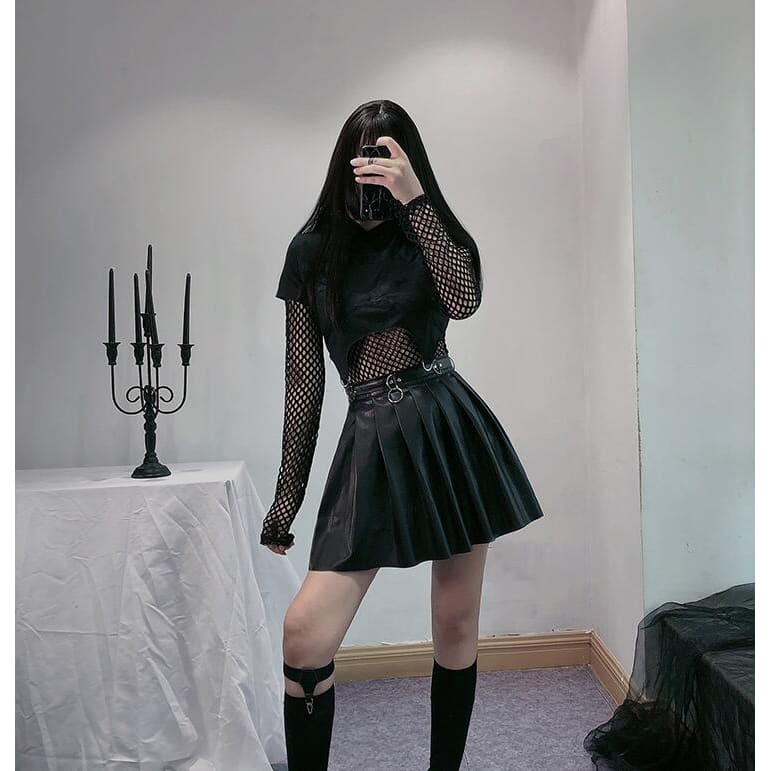 Gothic High Waist Streetwear Black Skirt - Egirldoll