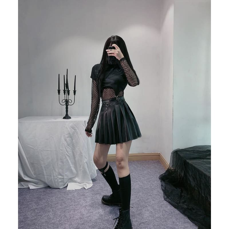 Gothic High Waist Streetwear Black Skirt - Egirldoll