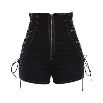 Gothic High Waist Zip Up Shorts EG049 - Egirldoll