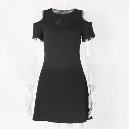 Gothic Hollow Out Moon Cold Shoulder Short Dress EG224 - Egirldoll