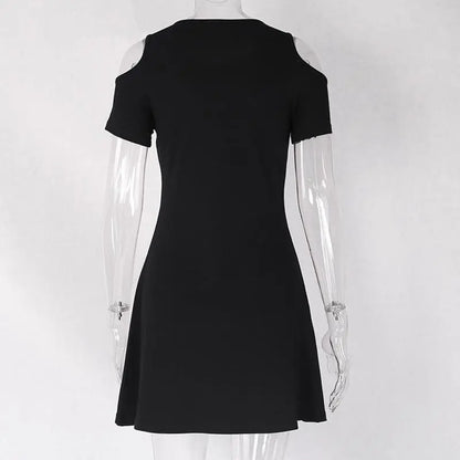 Gothic Hollow Out Moon Cold Shoulder Short Dress EG224 - Egirldoll