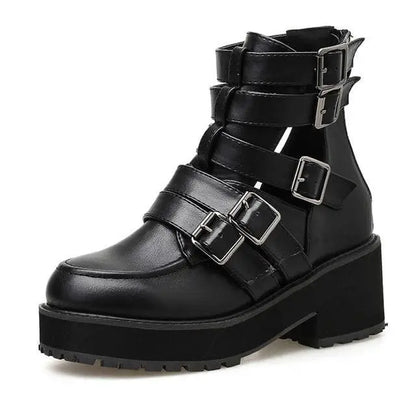 Gothic Hollow Out Multiple Buckle Straps Boots EG011 - Egirldoll