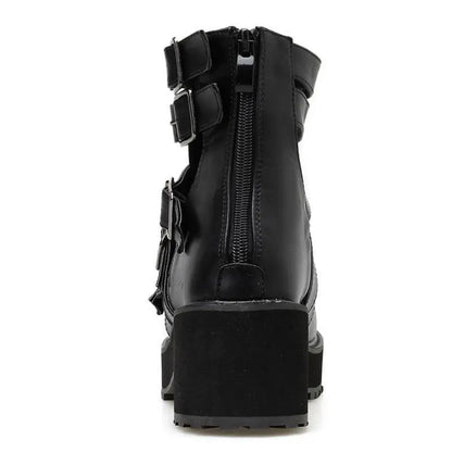 Gothic Hollow Out Multiple Buckle Straps Boots EG011 - Egirldoll