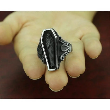 Gothic Horror Coffin Stainless Titanium Steel Ring EG0464 - Egirldoll