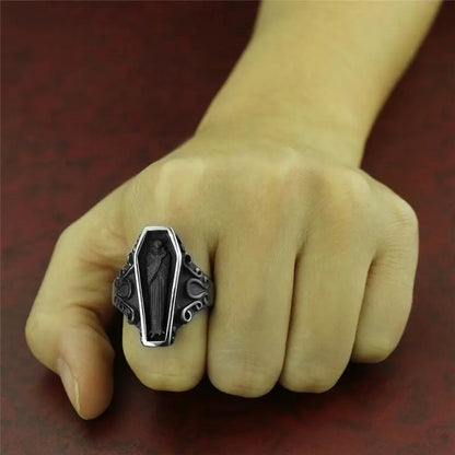 Gothic Horror Coffin Stainless Titanium Steel Ring EG0464 - Egirldoll