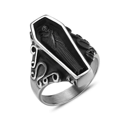 Gothic Horror Coffin Stainless Titanium Steel Ring EG0464 - Egirldoll