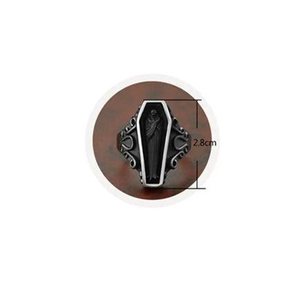 Gothic Horror Coffin Stainless Titanium Steel Ring EG0464 - Egirldoll