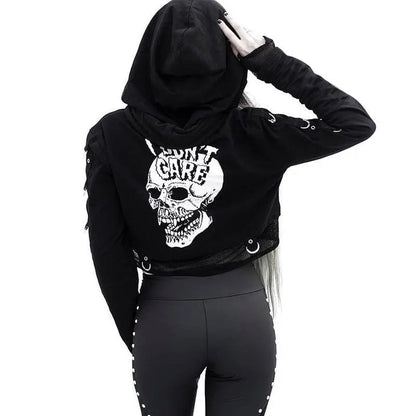 Gothic I DON'T CARE Hoodie Jacket EG227 - Egirldoll