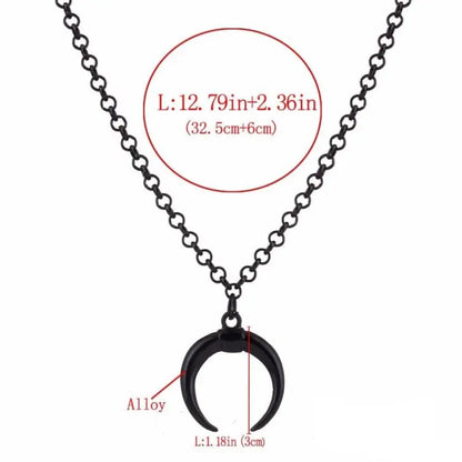 Gothic Inverted Crescent Moon Black Necklace EG117 - Egirldoll