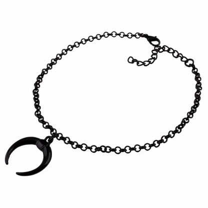 Gothic Inverted Crescent Moon Black Necklace EG117 - Egirldoll