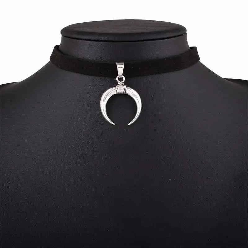 Gothic Inverted Crescent Moon Choker Necklace EG019 - Egirldoll
