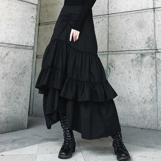 Gothic Irregular Ruffles Long Skirt EG046 - Egirldoll