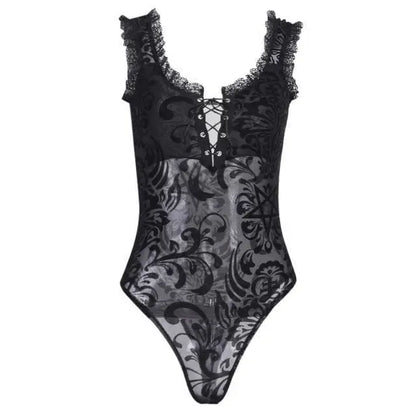 Gothic Lace And Mesh Bodysuit EG162 - Egirldoll