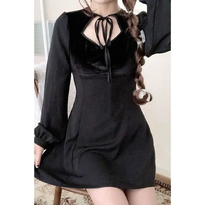 Gothic Lace Collar Long Sleeve Mini Dress EG0483 - Egirldoll