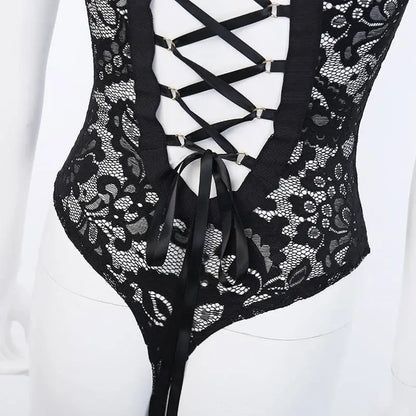 Gothic Lace Hollow Out Back Bodysuit EG0485 - Egirldoll