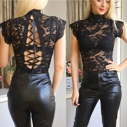 Gothic Lace Hollow Out Back Bodysuit EG0485 - Egirldoll