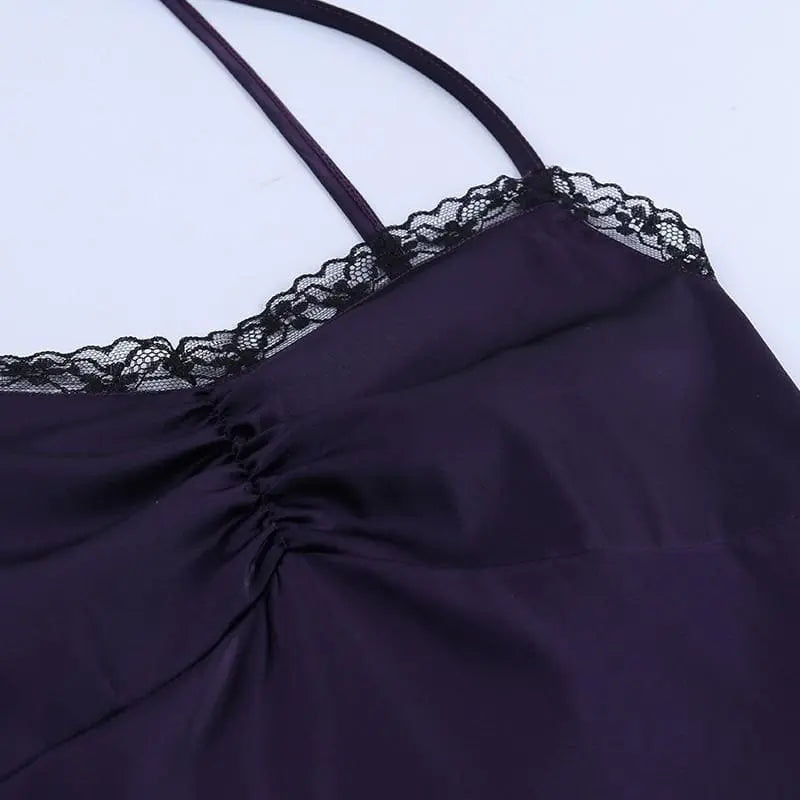 Gothic Lace Patchwork Spaghetti Strap Bodycon Mini Dress EG0491 - Egirldoll
