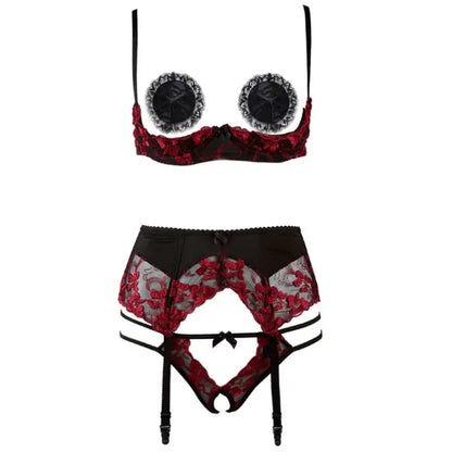 Gothic Lace Temptation Half Cup Lingerie Set EG055 - Egirldoll