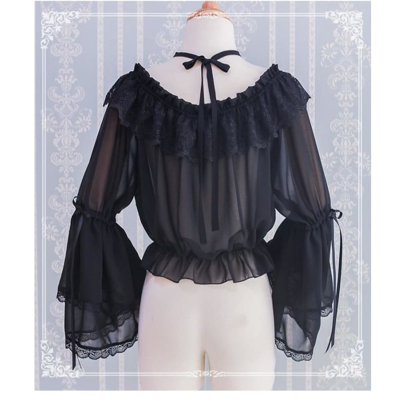 Gothic Lolita Chiffon Blouse with Flared Sleeves - Egirldoll