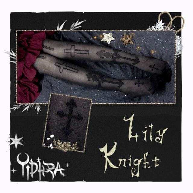 Gothic Lolita Long Cross & Arrow Printed Stockings BE175 - Egirldoll