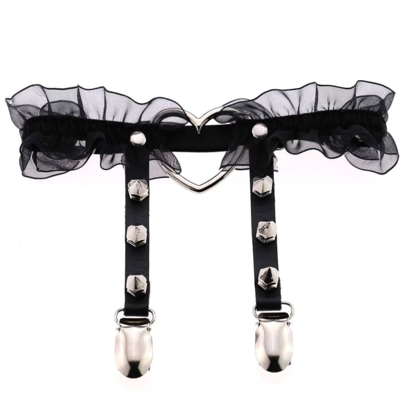 Gothic Pastel Lolita Rivet Leather Ruffle Garter EG464 - Egirldoll