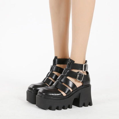 Gothic Punk Belts Hollow out Sandal Casual Shoes EE0853 - Egirldoll