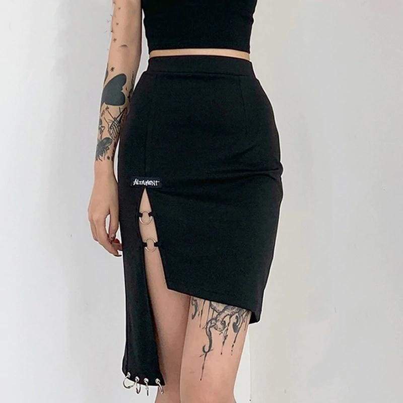 Gothic Punk Black Mini Skirt EG479 - Egirldoll