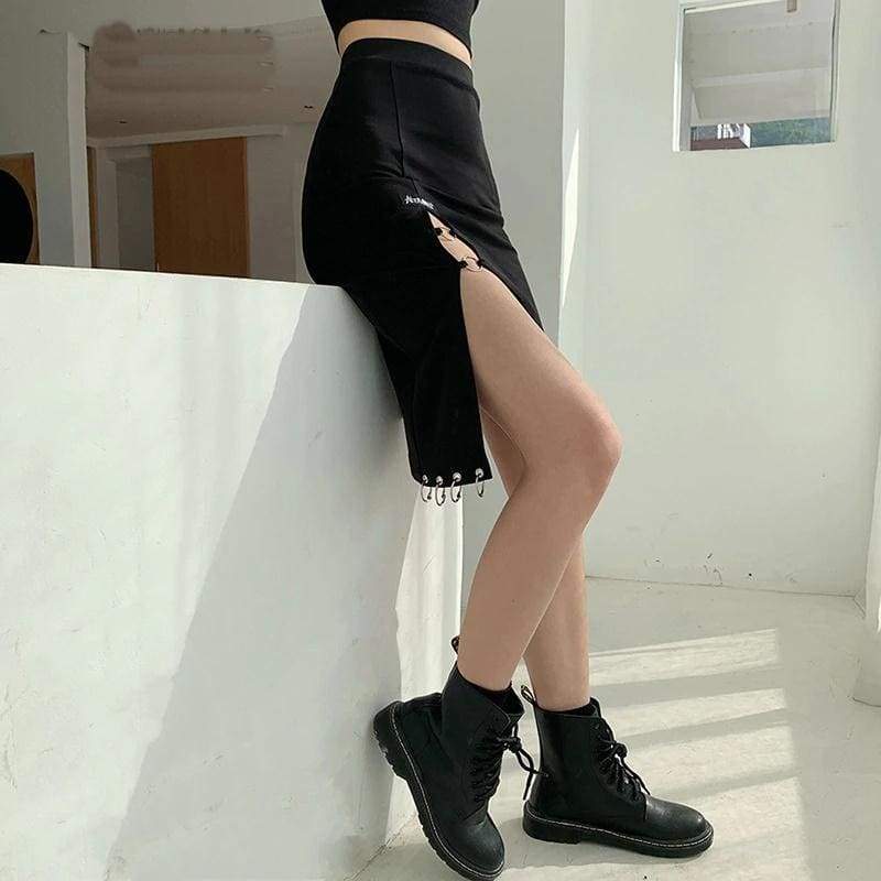 Gothic Punk Black Mini Skirt EG479 - Egirldoll