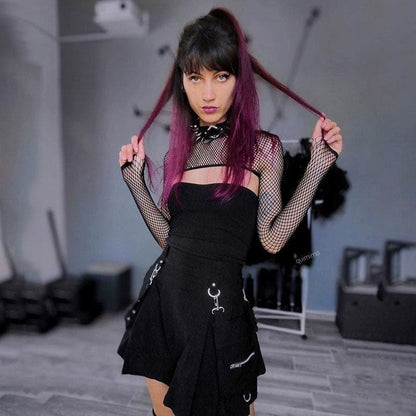 Gothic Punk Chain Pocket High Waist Pleated Skirt SS8452 - Egirldoll