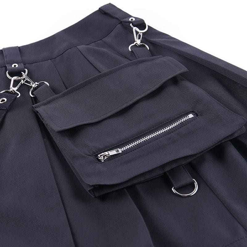 Gothic Punk Chain Pocket High Waist Pleated Skirt SS8452 - Egirldoll