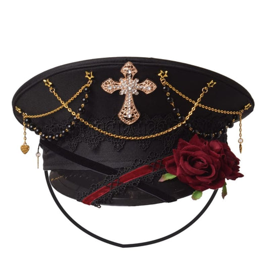 Gothic Punk Cross Lolita Rose Hat EG16980 - Egirldoll