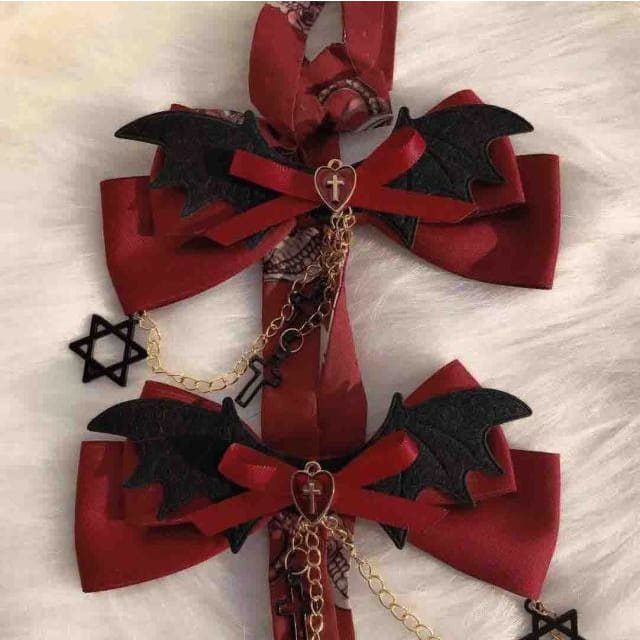 Gothic Punk Hexagram Cross Bowknot Lolita Hair Clip BE199 - Egirldoll
