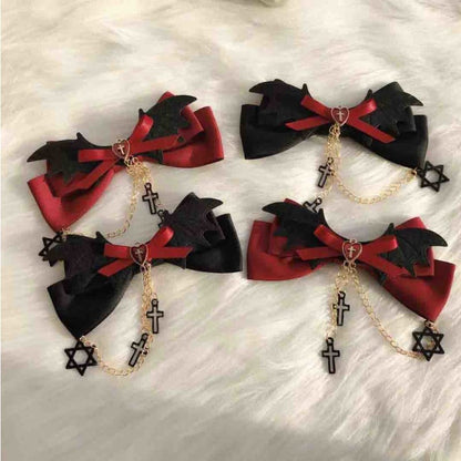 Gothic Punk Hexagram Cross Bowknot Lolita Hair Clip BE199 - Egirldoll