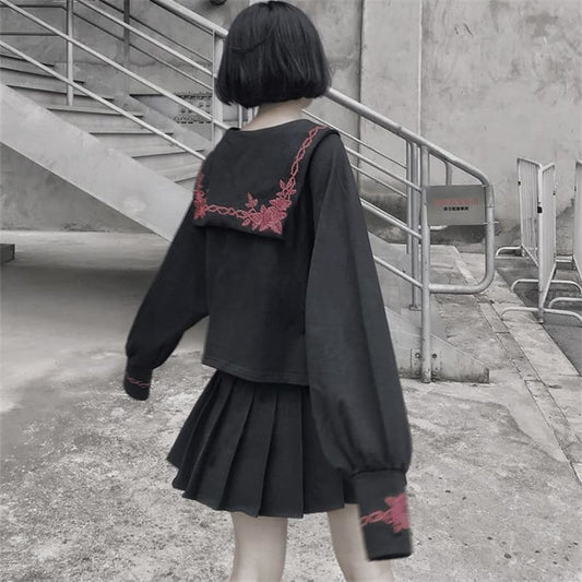 Gothic Rose Embroidery JK Uniform Set EG0620 - Egirldoll