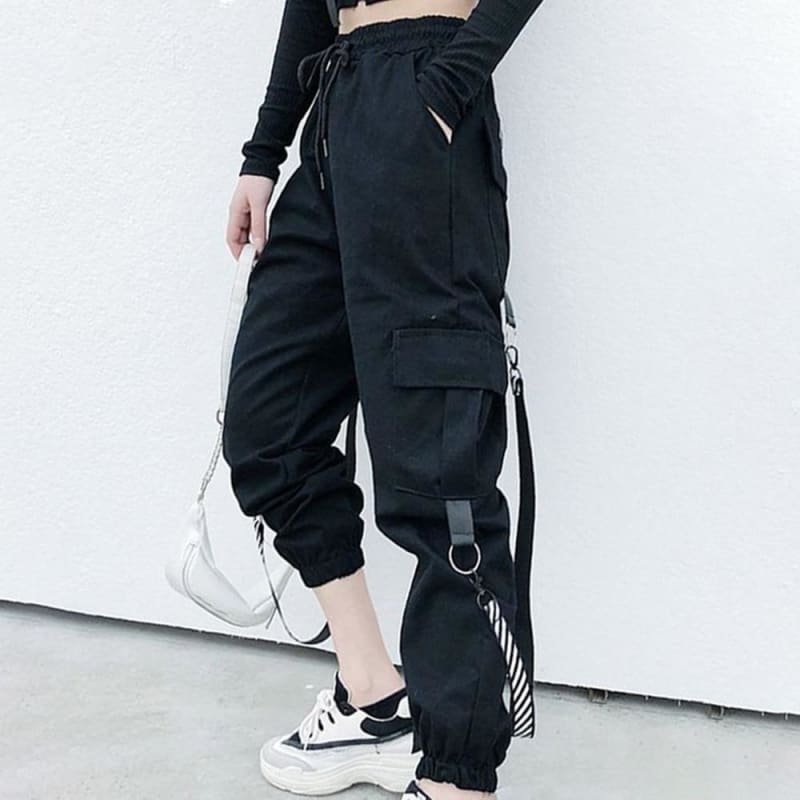 Gothic Streetwear BF Style Cargo Pants - Egirldoll
