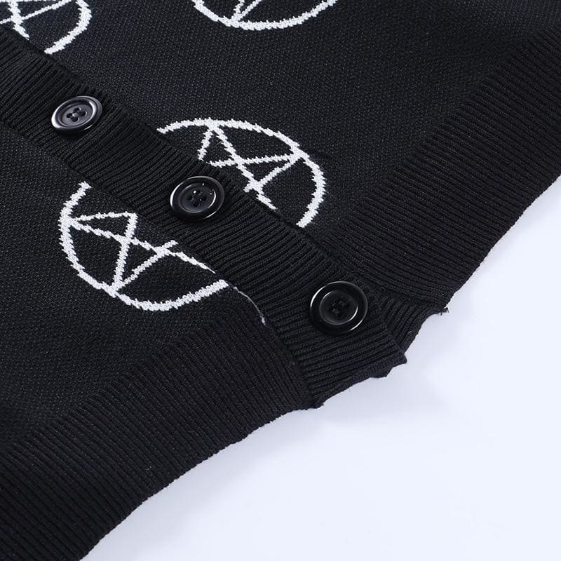 Gothic Style Printing Black Cardigan Sweater BE093 - Egirldoll