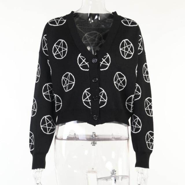 Gothic Style Printing Black Cardigan Sweater BE093 - Egirldoll