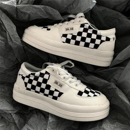 Harajuku Black and White Grid Sneakers FY013 - Egirldoll