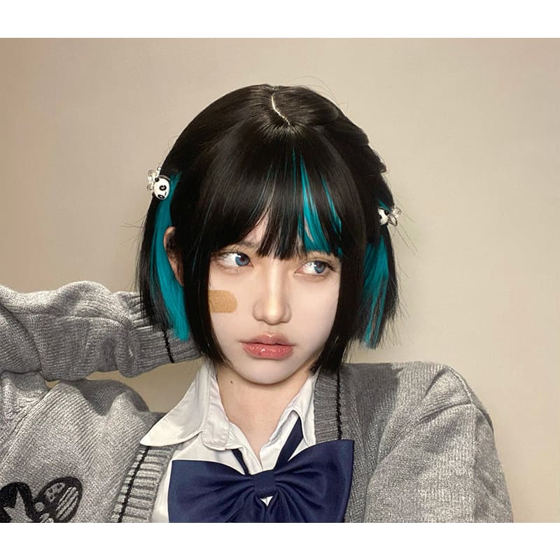 Harajuku Black Bob Cyan Under Mix Wig ON135 - Egirldoll