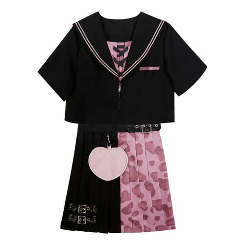 Harajuku Black Pink Animal Print Fashion Uniform ON575 -