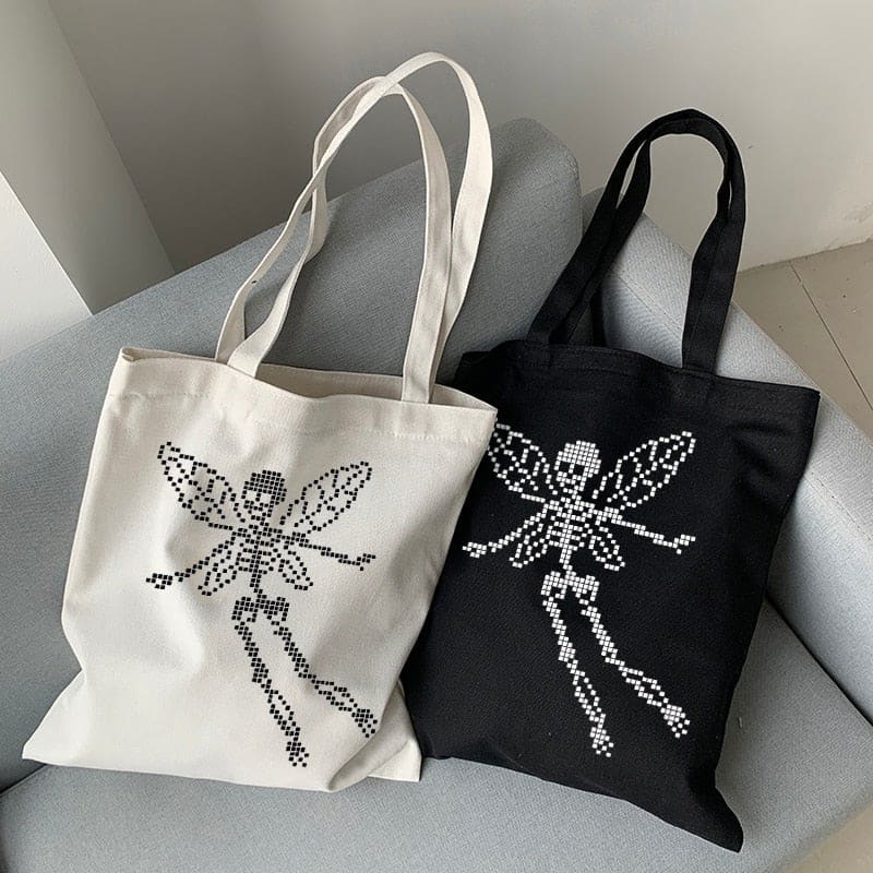 Harajuku Butterfly Skull Punk Print Gothic Canvas Bag BE355 - Egirldoll