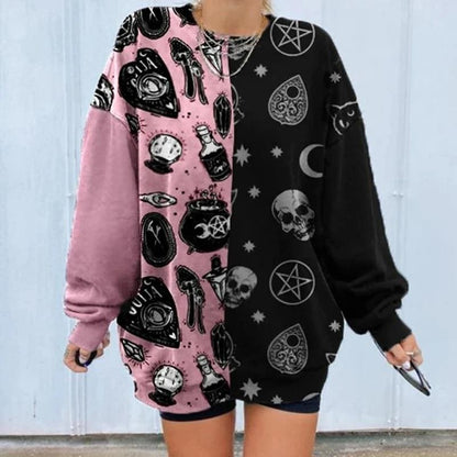 Harajuku Cartoon Skull Print Long Sleeve Jumper FY039 - Egirldoll