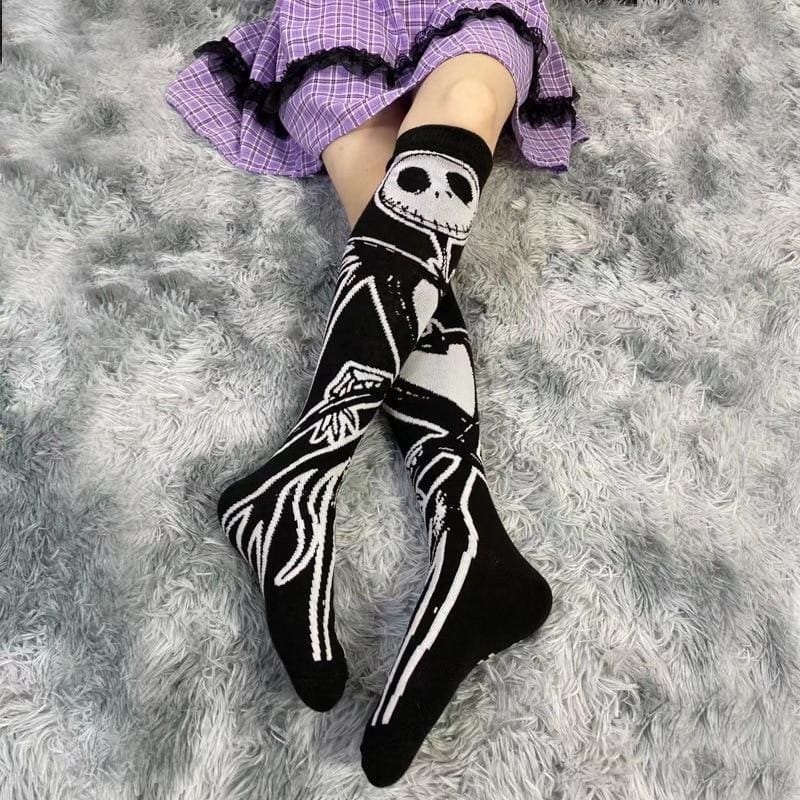 Harajuku Gothic Punk Dark Skeleton Knee Socks EG16663 - Egirldoll